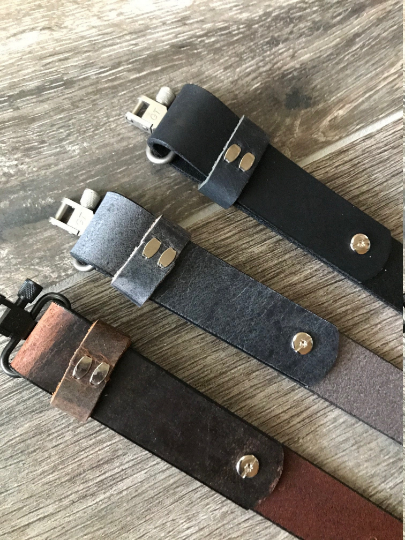 Buffalo Leather Rifle Sling (Gun Sling) with Turquoise Concho, 1.25 inch