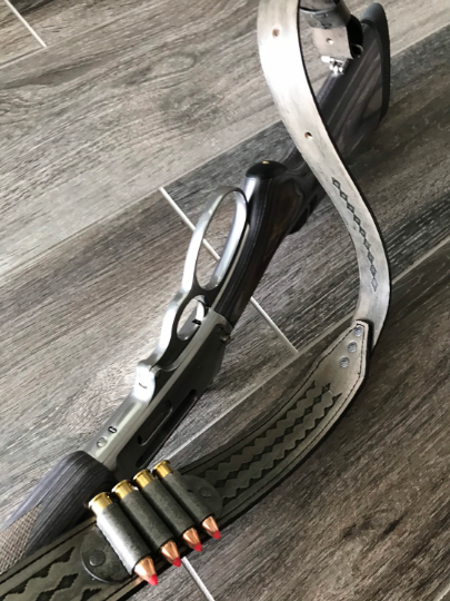 Leather Rifle Sling (Gun Sling), Hand-tooled, Finished in Gray, Brown or Black