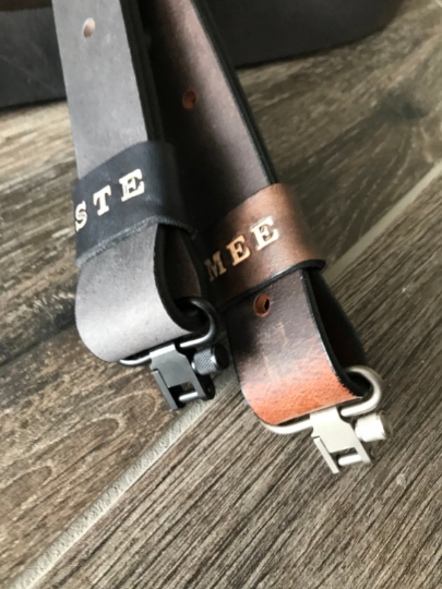 Buffalo Leather Adjustable Rifle Sling (Gun Sling) with Optional Personalization, Pull-up Oil Tanned, 1.25 inch