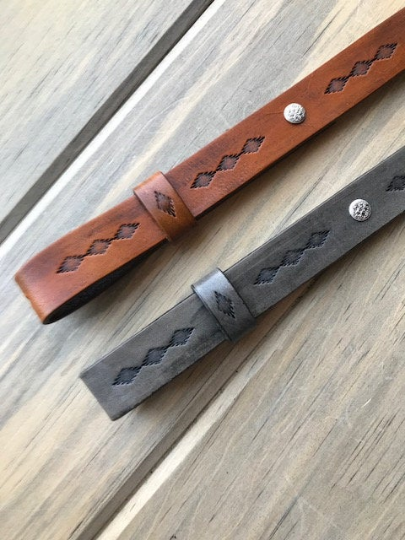 Leather Adjustable Rifle Sling, Handmade Gun Sling, Hand-tooled and Finished in Antique Tan or Smoke