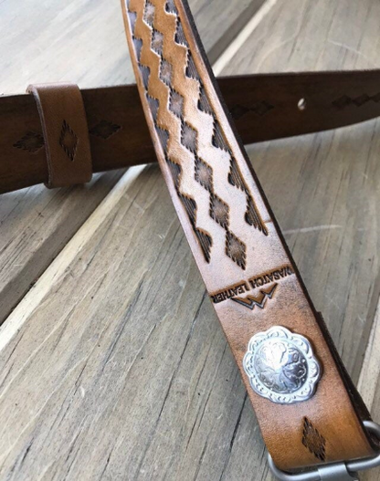 Leather Rifle Sling, Hand-tooled Gun Sling, Finished in Antique Chestnut Brown