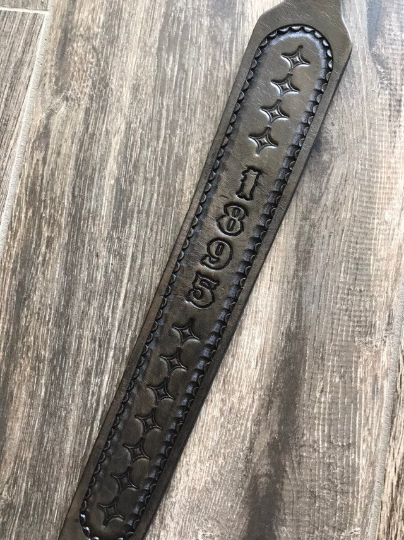 Personalized Leather Rifle Sling, Hand-tooled Gun Sling, Finished in Antique Smoke