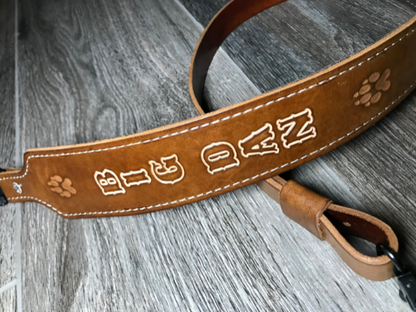 Personalized Leather Rifle Sling, You Choose the Stamp, Finished in Walnut