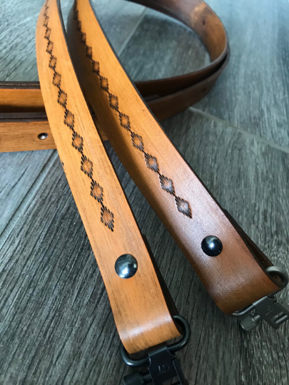 Tooled Adjustable Leather Rifle Sling, 1- or 1.25-inch, Several Colors