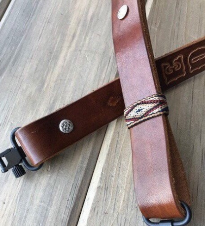 Personalized Leather Rifle Sling (Gun Sling), Adjustable, You Choose the Stamp, Brown or Black, 1-inch