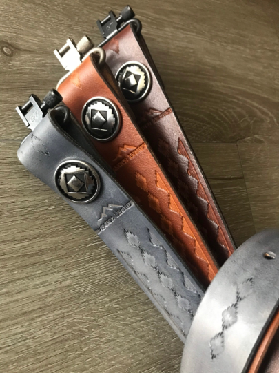 Leather Rifle Sling (Gun Strap), Southwestern Hand-tooling, Finished in Various Colors