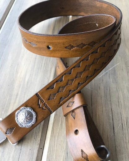 Leather Rifle Sling, Hand-tooled Gun Sling, Finished in Antique Chestnut Brown