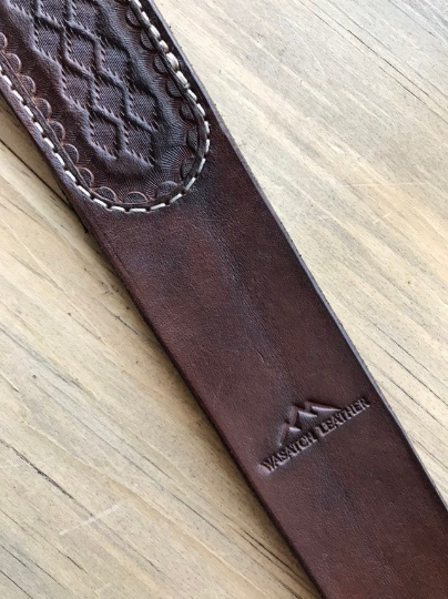 Cobra Padded Leather Rifle Sling, Hand Tooled and Polished In Dark Brown or Black
