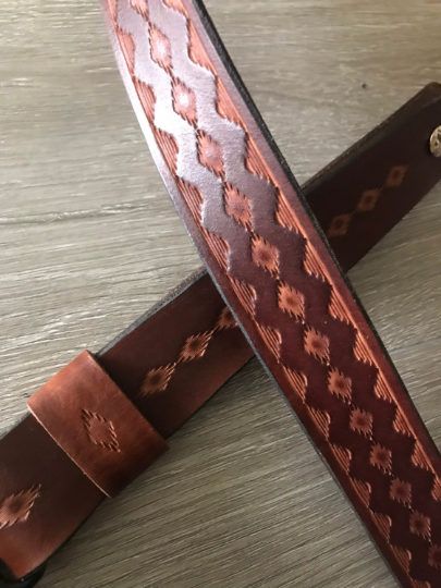 Leather Rifle Sling (Gun Strap), Southwestern Hand-tooling, Finished in Various Colors