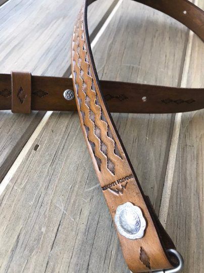 Leather Rifle Sling, Hand-tooled Gun Sling, Finished in Antique Chestnut Brown