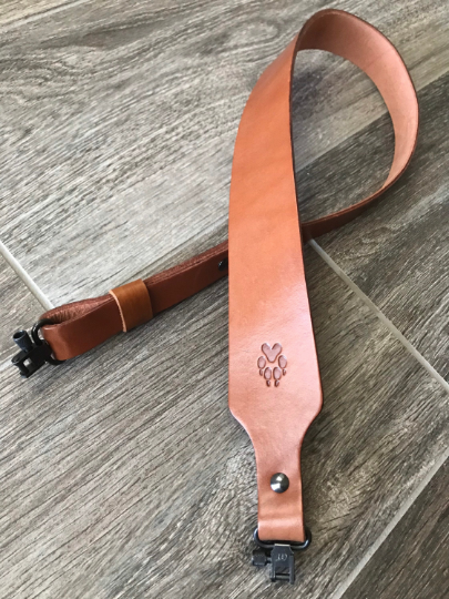 Personalized Leather Rifle Sling (Gun Sling), Adjustable, You Choose the Stamp, Brown or Black, “Venom” Cobra-Style