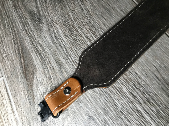Personalized Leather Rifle Sling, You Choose the Stamp, Finished in Walnut