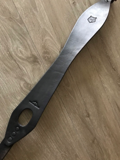 Leather Thumbhole Rifle Sling (Gun Strap), Adjustable, Choose the Stamp, Brown or Black, with Optional Personalization.