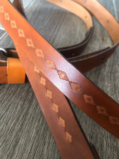 Tooled Adjustable Leather Rifle Sling, 1- or 1.25-inch, Several Colors