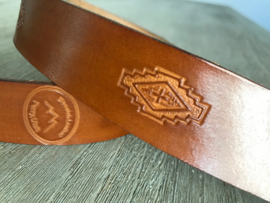 1.25-inch Leather Rifle Sling (Gun Sling) with Cool Aztec Stamps