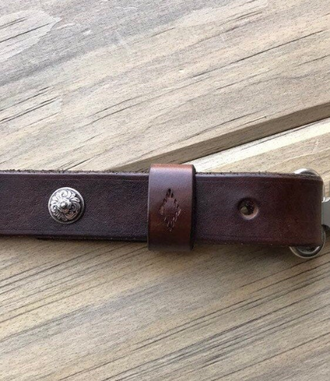 Cobra Padded Leather Rifle Sling, Hand Tooled and Polished In Dark Brown or Black