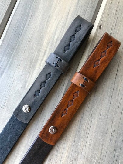 Leather Adjustable Rifle Sling, Handmade Gun Sling, Hand-tooled and Finished in Antique Tan or Smoke