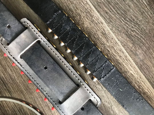 Leather Rifle Sling (Gun Sling), Hand-tooled, Two-Tone Finish (Smoky Gray / Natural or Coal / Gray)