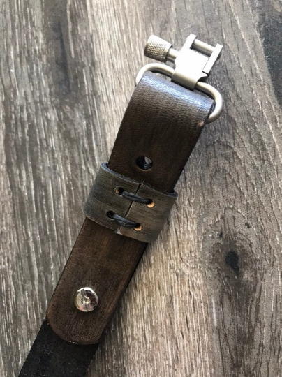 Personalized Leather Rifle Sling, Hand-tooled Gun Sling, Finished in Antique Smoke