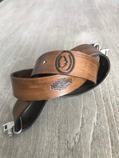 1.25-inch Leather Rifle Sling (Gun Sling) with Cool Aztec Stamps