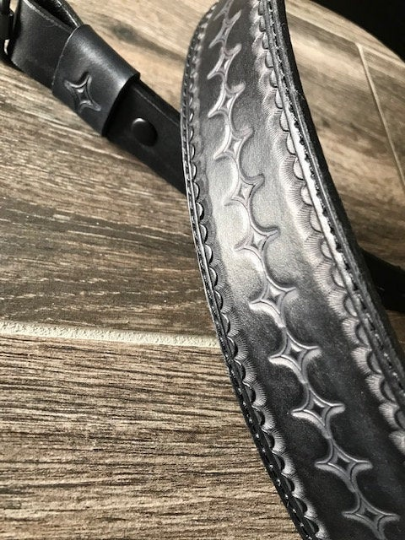 Venom Padded Leather Rifle Sling Hand-Tooled and Finished in Antique Smoke, Antique Tan, Brown or Black