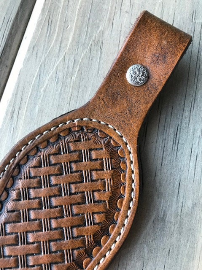 Cobra Padded Leather Rifle Sling – Basket Weave in Antique Tan