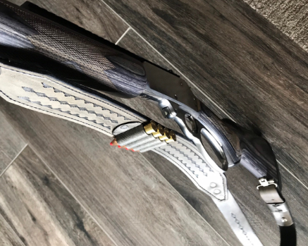 Hand-tooled Leather Rifle Sling with Bullet Loops, Finished in Gray, Black, or Brown