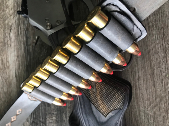 Leather Rifle Sling (Gun Sling), Hand-tooled, Two-Tone Finish (Smoky Gray / Natural or Coal / Gray)