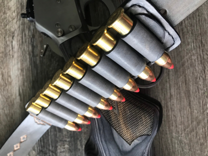 Leather Rifle Sling (Gun Sling), Hand-tooled, Two-Tone Finish (Smoky Gray / Natural or Coal / Gray)