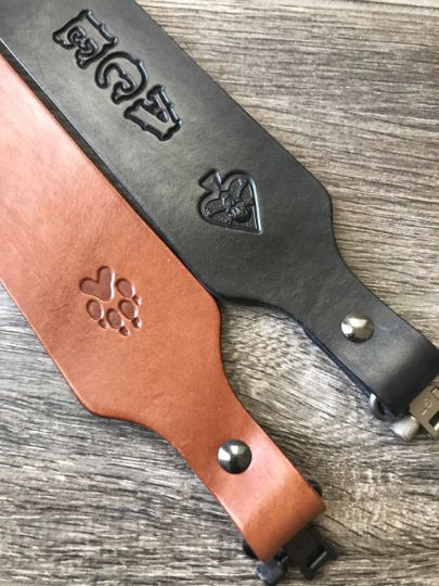 Personalized Leather Rifle Sling (Gun Sling), Adjustable, You Choose the Stamp, Brown or Black, “Venom” Cobra-Style