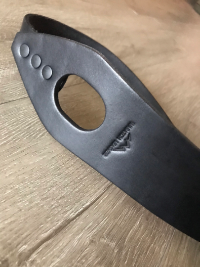 Leather Thumbhole Rifle Sling (Gun Strap), Adjustable, Choose the Stamp, Brown or Black, with Optional Personalization.