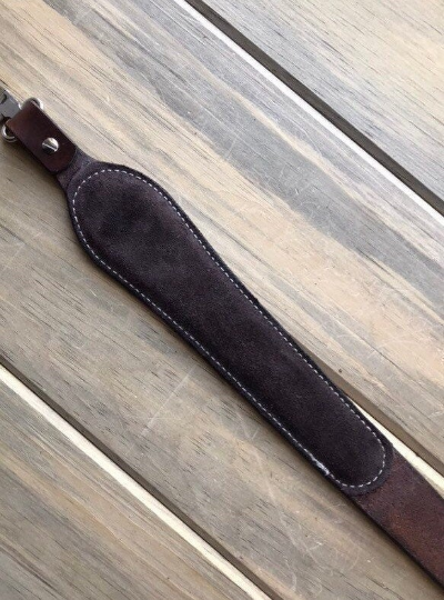 Cobra Padded Leather Rifle Sling, Hand Tooled and Polished In Dark Brown or Black