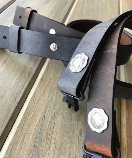 Buffalo Leather Adjustable Rifle Sling (Gun Sling) with Optional Personalization, Pull-up Oil Tanned, 1.25 inch