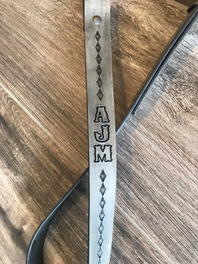 Hand-tooled leather Rifle Sling, Finished in Antique Smoke (Gray/Black) 1.25 inch width