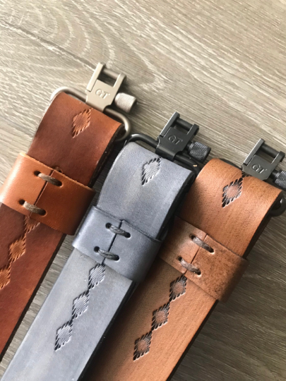 Leather Rifle Sling (Gun Strap), Southwestern Hand-tooling, Finished in Various Colors