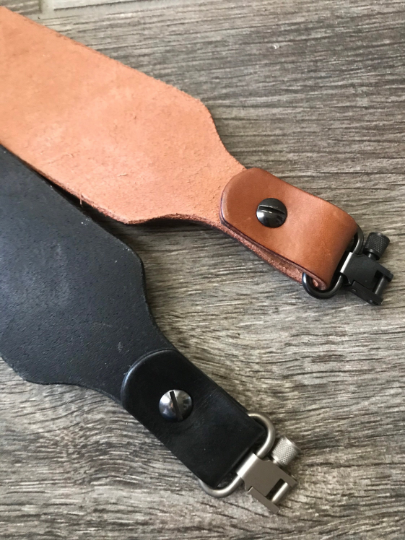 Personalized Leather Rifle Sling (Gun Sling), Adjustable, You Choose the Stamp, Brown or Black, “Venom” Cobra-Style