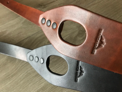 Leather Thumbhole Rifle Sling (Gun Strap), Adjustable, Choose the Stamp, Brown or Black, with Optional Personalization.