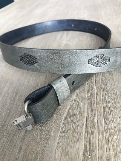 1.25-inch Leather Rifle Sling (Gun Sling) with Cool Aztec Stamps