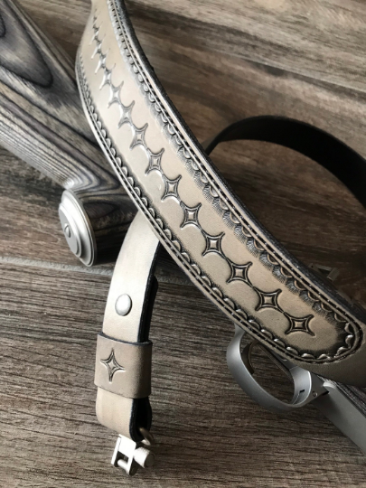 Venom Padded Leather Rifle Sling Hand-Tooled and Finished in Antique Smoke, Antique Tan, Brown or Black