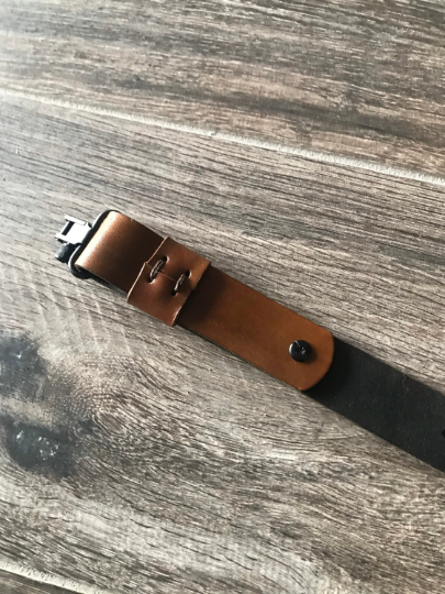 Hand-tooled Leather Rifle Sling, Finished in Walnut and Black, Padded with Suede Backing