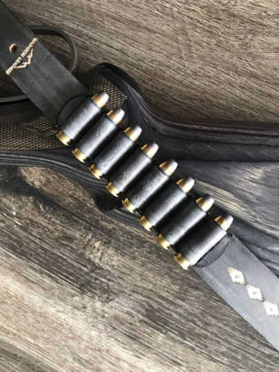 Leather Rifle Sling (Gun Sling), Hand-tooled, Two-Tone Finish (Smoky Gray / Natural or Coal / Gray)