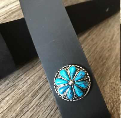 Buffalo Leather Rifle Sling (Gun Sling) with Turquoise Concho, 1.25 inch