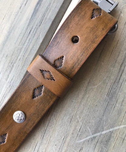 Leather Rifle Sling, Hand-tooled Gun Sling, Finished in Antique Chestnut Brown