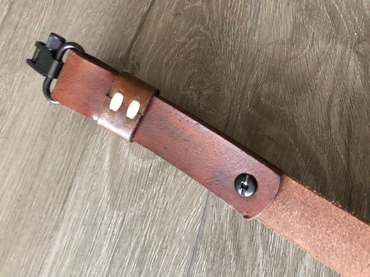 Leather Thumbhole Rifle Sling (Gun Strap), Adjustable, Choose the Stamp, Brown or Black, with Optional Personalization.