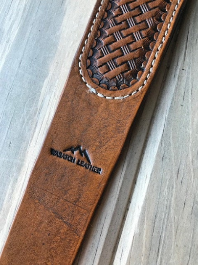 Cobra Padded Leather Rifle Sling – Basket Weave in Antique Tan