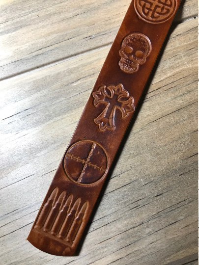 Personalized Leather Rifle Sling (Gun Sling), Adjustable, You Choose the Stamp, Brown or Black, 1-inch