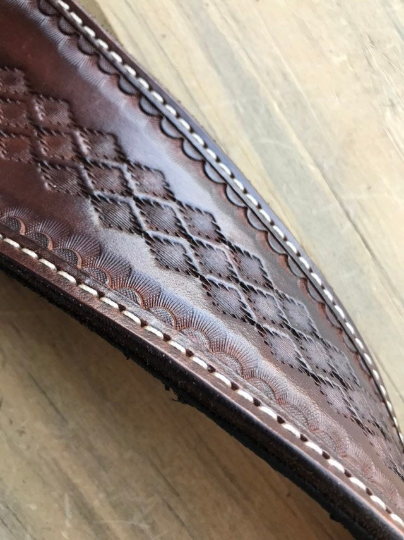 Cobra Padded Leather Rifle Sling, Hand Tooled and Polished In Dark Brown or Black