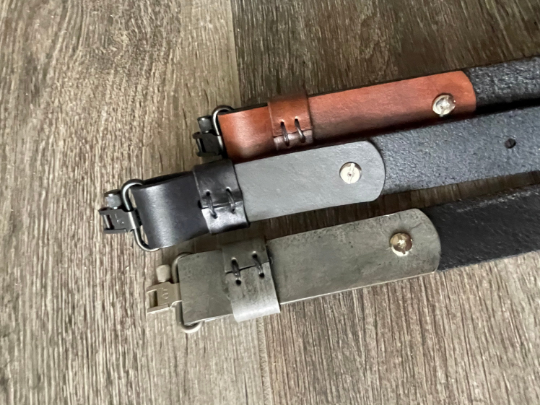 Hand-tooled Leather Rifle Sling with Bullet Loops, Finished in Gray, Black, or Brown