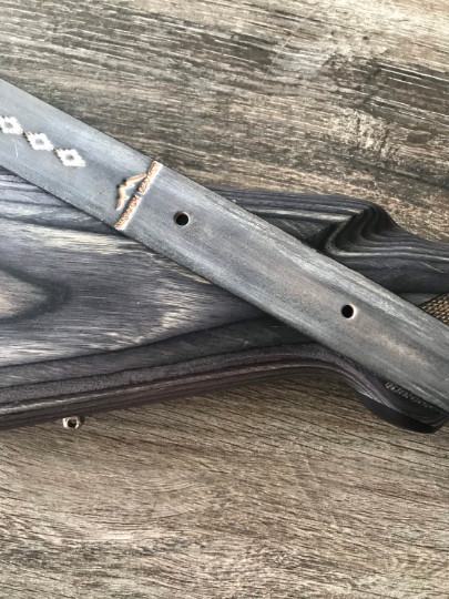 Leather Rifle Sling (Gun Sling), Hand-tooled, Two-Tone Finish (Smoky Gray / Natural or Coal / Gray)
