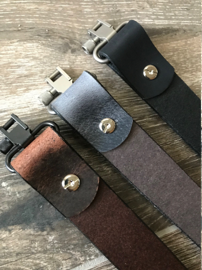 Buffalo Leather Rifle Sling (Gun Sling) with Turquoise Concho, 1.25 inch